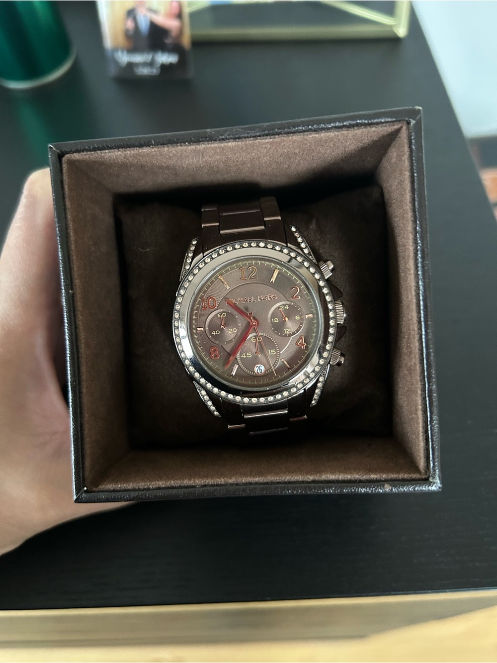 Michael Kors Brown Tone Crystal-Accent Chronograph Watch